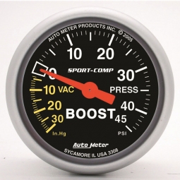 AutoMeter Sport-Comp Boost Gauge (2 1/16", -30-45 PSI)