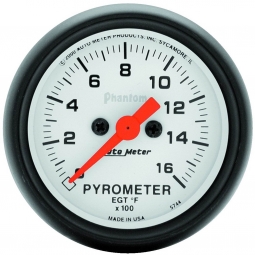 AutoMeter Phantom Series Exhaust Gas Temperature (EGT) Gauge (52mm, 0-1600 F)