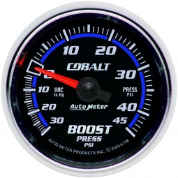 AutoMeter Cobalt Series Boost Gauge (52mm, 30 In. Hg - 45 PSI)