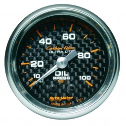 AutoMeter Carbon Fiber Mechanical Oil Pressure Gauge (2 1/16", 0-100 PSI)