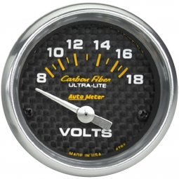 AutoMeter Carbon Fiber Voltmeter Gauge (2 1/16", 8-18 Volts)