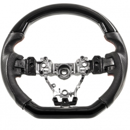 SMY D-Shaped Leather Steering Wheel (Piano Black), '15-'21 STi & '15-'21 WRX