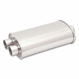 Vibrant STREETPOWER Oval Muffler (Polished 304SS, 2.5" In / 2.25" Out)