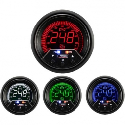 Prosport Premium EVO Oil Temp Gauge (60mm, 4 Color, Peak/Warn)