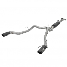 aFe Rebel Series 3in > 3-1/2in Cat-Back Exhaust w/ Black Tips, '17-'20 F-150 Raptor