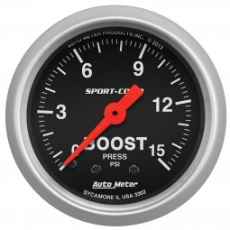 AutoMeter Sport-Comp Boost Gauge (52mm, 0-15 PSI)
