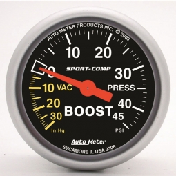 AutoMeter Sport-Comp Boost Gauge (2 1/16in, -30-45 PSI)