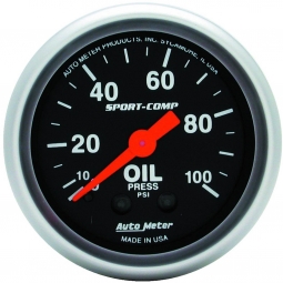 AutoMeter Sport-Comp Oil Pressure Gauge (52mm, 0-100 PSI)
