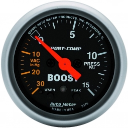AutoMeter Sport-Comp Boost Gauge (52mm, 30 In. Hg - 15 PSI)