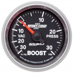 AutoMeter Sport-Comp II Boost Gauge (52mm, 30 In. Hg - 30 PSI)