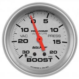 AutoMeter Ultra-Lite Series Boost Gauge (66.7mm, 30 In. Hg - 20 PSI)