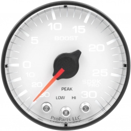 AutoMeter SPEK-PRO Boost Gauge (52mm, 30 In. Hg - 30 PSI, White/Black, AntiGlare Lens)