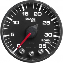 AutoMeter SPEK-PRO Boost Gauge (52mm, 0-35 PSI, Black/Black, AntiGlare Lens)
