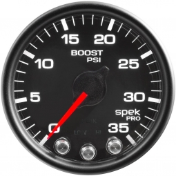 AutoMeter SPEK-PRO Boost Gauge (52mm, 0-35 PSI, Black/Black)
