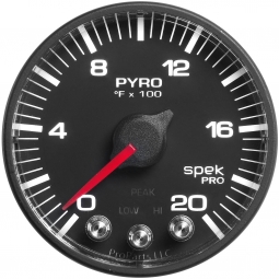 AutoMeter SPEK-PRO Exhaust Gas Temperature (EGT) Gauge (52mm, 0-2000F, Black/Black, AntiGlare Lens)