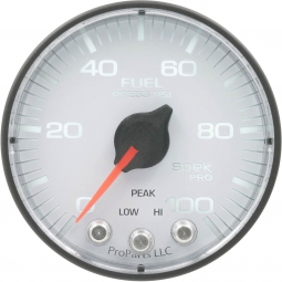 AutoMeter SPEK-PRO Fuel Pressure Gauge (52mm, 0-100 PSI, White/Black, AntiGlare Lens)