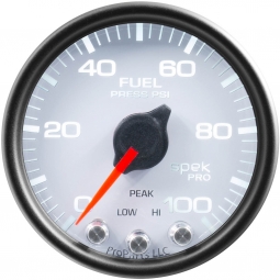 AutoMeter SPEK-PRO Fuel Pressure Gauge (52mm, 0-100 PSI, White/Black)