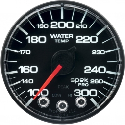 AutoMeter SPEK-PRO Water Temperature Gauge (52mm, 100-300F, Black/Black, No O-Ring)