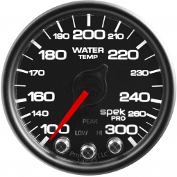 AutoMeter SPEK-PRO Water Temperature Gauge (52mm, 100-300F, Black/Black)