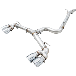 AWE Track Edition Cat-Back Exhaust System w/ 102mm Chrome Silver Tips, '15-'19 Golf R MK7