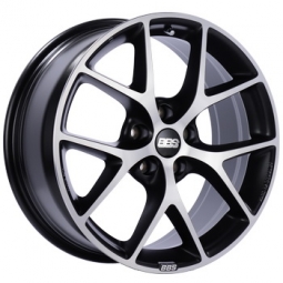 BBS SR Wheel (17x7.5", 48mm, 5x100, Each) Satin Black Diamond Cut Face