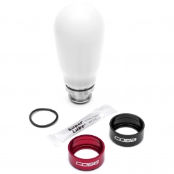 COBB Weighted Teardrop Shift Knob (White w/ Black & Red Collars), '02-'14 WRX