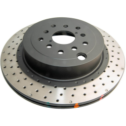 DBA Rear Crossdrilled/Dimpled 4000 XD Series Rotor, '18-'21 STi & '24+ WRX TR/TS