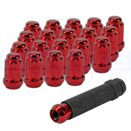 Gorilla Small Diameter Spline Style Lug Nuts (12x1.25mm, Set/20, Red)