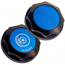 IAG Revolve Brake Fluid Cap (Black w/ Blue Insert), '02-'26 WRX, '04-'21 STi & '13+ BRZ/86