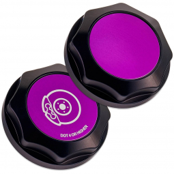 IAG Revolve Brake Fluid Cap (Black w/ Purple Insert), '02-'26 WRX, '04-'21 STi & '13+ BRZ/86