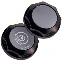 IAG Revolve Brake Fluid Cap (Black w/ Silver Insert), '02-'26 WRX, '04-'21 STi & '13+ BRZ/86