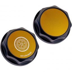 IAG Revolve Clutch Fluid Cap (Black w/ Gold Insert), '02-'14 WRX & '04-'14 STi