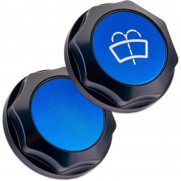 IAG Revolve Washer Fluid Reservoir Cap (Black w/ Blue Insert), '02-'21 WRX & '04-'21 STi