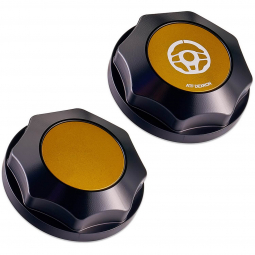 IAG Revolve Power Steering Cap (Black w/ Gold Insert), '02-'07 WRX & '04-'07 STi