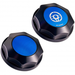 IAG Revolve Power Steering Cap (Black w/ Blue Insert), '08-'14 WRX & '08-'21 STi
