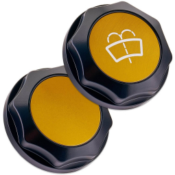 IAG Revolve Washer Fluid Reservoir Cap (Black w/ Gold Insert), '22-'26 WRX & '13-'26 BRZ/FR-S/86