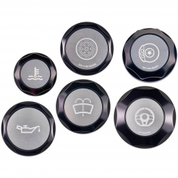 IAG Revolve Engine Bay Dress Up Cap Kit (Black w/ Silver Inserts), '08-'14 WRX & '08-'14 STi