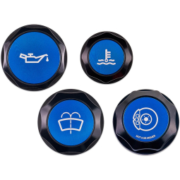 IAG Revolve Engine Bay Dress Up Cap Kit (Black w/ Blue Inserts), '15-'21 WRX