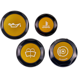 IAG Revolve Engine Bay Dress Up Cap Kit (Black w/ Gold Inserts), '15-'21 WRX