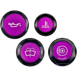 IAG Revolve Engine Bay Dress Up Cap Kit (Black w/ Purple Inserts), '15-'21 WRX