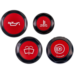 IAG Revolve Engine Bay Dress Up Cap Kit (Black w/ Red Inserts), '15-'21 WRX