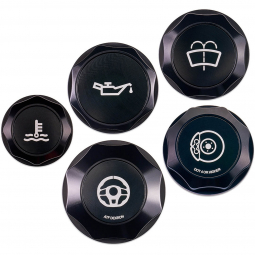 IAG Revolve Engine Bay Dress Up Cap Kit (Black w/ Black Inserts), '15-'21 STi