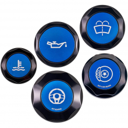 IAG Revolve Engine Bay Dress Up Cap Kit (Black w/ Blue Inserts), '15-'21 STi