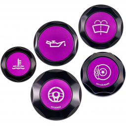 IAG Revolve Engine Bay Dress Up Cap Kit (Black w/ Purple Inserts), '15-'21 STi