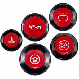 IAG Revolve Engine Bay Dress Up Cap Kit (Black w/ Red Inserts), '15-'21 STi
