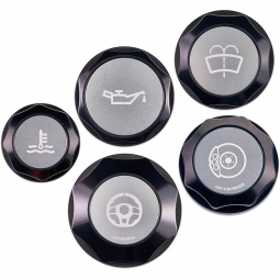 IAG Revolve Engine Bay Dress Up Cap Kit (Black w/ Silver Inserts), '15-'21 STi