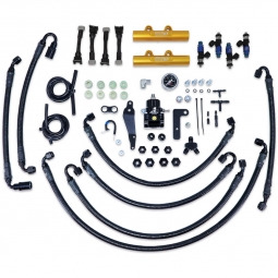 IAG PTFE Flex Fuel Kit w/ 1650cc Injectors, Aero. FPR, Fuel Rails (Gold), '08-'14 WRX & '08-'21 STi