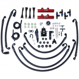 IAG PTFE Flex Fuel Kit w/ 1650cc Injectors, Aero. FPR, Fuel Rails (Red), '08-'14 WRX & '08-'21 STi