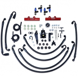 IAG PTFE Flex Fuel Kit w/ 2150cc Injectors, Aero. FPR, Fuel Rails (Red), '08-'14 WRX & '08-'21 STi
