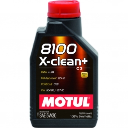 Motul 8100 X-Clean+ Full Synthetic Engine Oil (5W30, 1 Liter)
